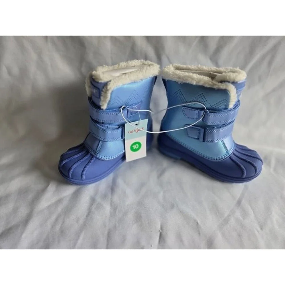 Cat & Jack Girls Iridescent Blue Winter Snow Boots Size Toddler 10 NEW
